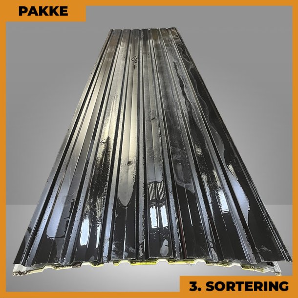 Trapezplade MVP 20/100 - 3. sortering - 12 stk. af 4800 mm - Sort - 61,9m