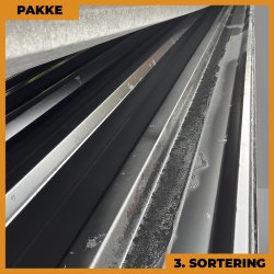 Trapezplade MTP 35 m/ dug - 3. sortering - 19 stk. af 11360 mm - Sort - 215,8 m