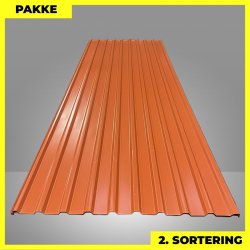 Trapezplade MTP 21 - 2. sortering - 8 stk. af 3000-3150 mm - Teglrd - 24,9 m