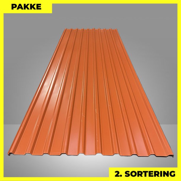 Trapezplade MTP 21 - 2. sortering - 8 stk. af 3000-3150 mm - Teglrd - 24,9 m