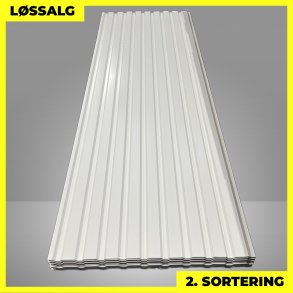 Trapezplade MVP 21 - Vg - 2. sortering - 3000 mm - Hvid