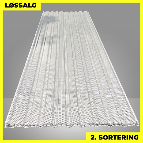 Trapezplade MVP 21 - Perforeret - Vg - 2. sortering - 3000 mm - Hvid