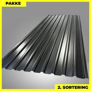 Trapezplade MTP 21 - 2. sortering - 4 stk. af 3000 mm - Sort - 12,4 m²