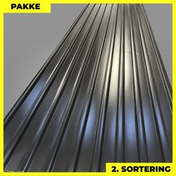 Trapezplade MTP 21 - 2. sortering - 6 stk. af 2500-3750 mm - Sort - 20,1 m&sup2;