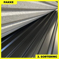 Trapezplade MTP 21 - 2. sortering - 6 stk. af 2500-3750 mm - Sort - 20,1 m&sup2;