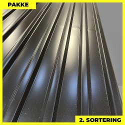 Trapezplade MTP 21 - 2. sortering - 6 stk. af 2500-3750 mm - Sort - 20,1 m&sup2;