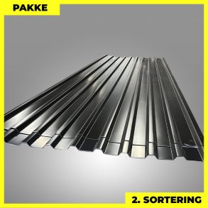 Trapezplade MTP 21 - 2. sortering - 6 stk. af 2500-3750 mm - Sort - 20,1 m²