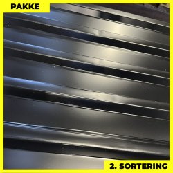 Trapezplade MTP 21 - 2. sortering - 8 stk. af 4000-4500 mm - Sort - 35,7 m&sup2;