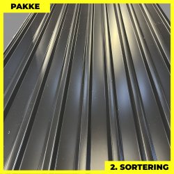 Trapezplade MTP 21 - 2. sortering - 8 stk. af 4000-4500 mm - Sort - 35,7 m&sup2;