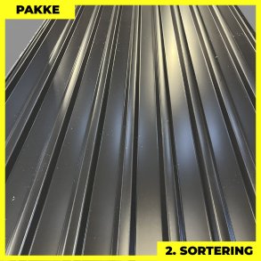 Trapezplade MTP 21 - 2. sortering - 8 stk. af 4000-4500 mm - Sort - 35,7 m²