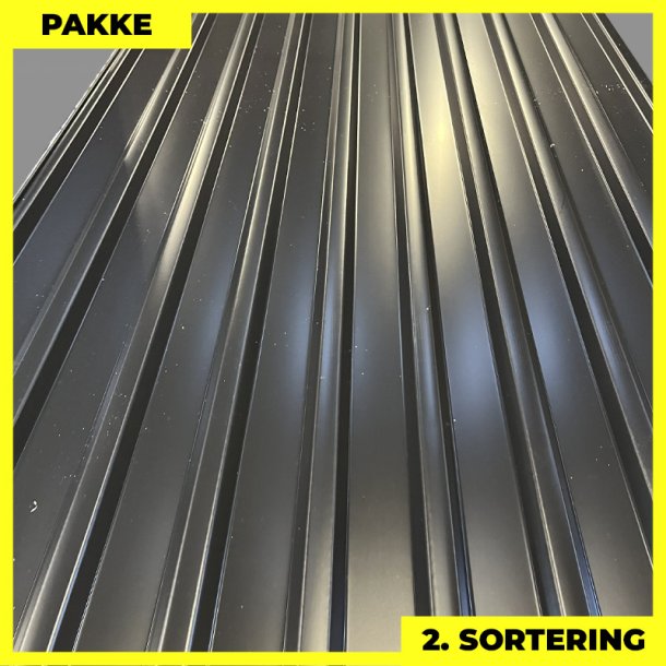 Trapezplade MTP 21 - 2. sortering - 8 stk. af 4000-4500 mm - Sort - 35,7 m&sup2;