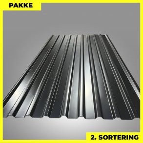 Trapezplade MTP 21 - 2. sortering - 10 stk. af 2250-2500 mm - Sort - 25 m