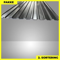 Trapezplade MTP 21 - 2. sortering - 10 stk. af 2250-2500 mm - Sort - 25 m