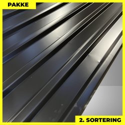 Trapezplade MTP 21 - 2. sortering - 10 stk. af 2250-2500 mm - Sort - 25 m