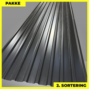 Trapezplade MTP 21 - 2. sortering - 3 stk. af 3500 mm - Sort - 10,8 m