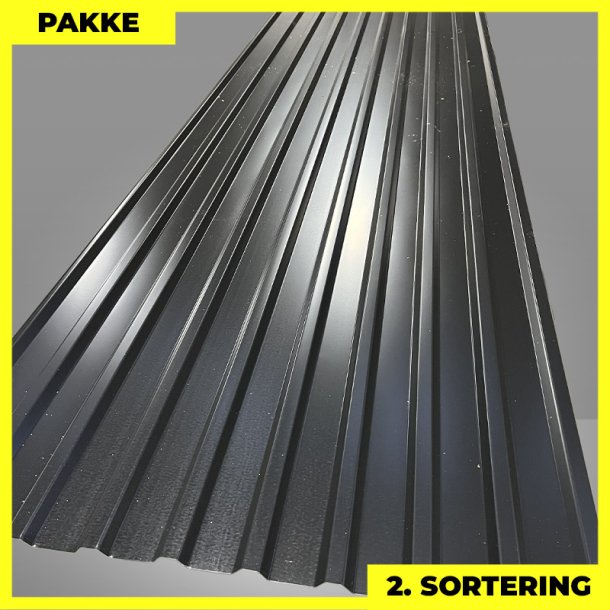 Trapezplade MTP 21 - 2. sortering - 3 stk. af 3500 mm - Sort - 10,8 m