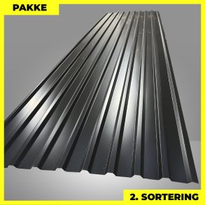 Trapezplade MTP 21 - 2. sortering - 3 stk. af 4500 mm - Sort - 13,9 m