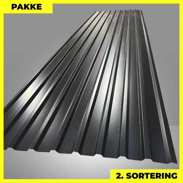 Trapezplade MTP 21 - 2. sortering - 3 stk. af 4500 mm - Sort - 13,9 m