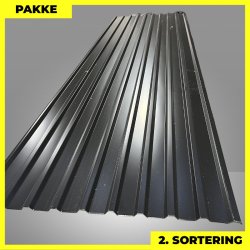 Trapezplade MTP 21 - 2. sortering - 6 stk. af 3750 mm - Sort - 23,2 m