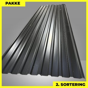 Trapezplade MTP 21 - 2. sortering - 6 stk. af 3750 mm - Sort - 23,2 m