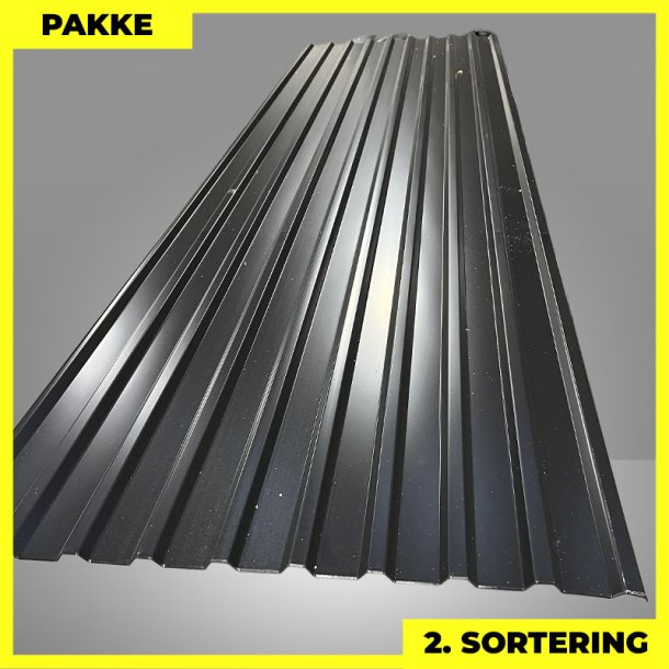 Trapezplade MTP 21 - 2. sortering - 6 stk. af 3750 mm - Sort - 23,2 m