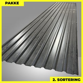 Trapezplade MTP 21 - 2. sortering - 4 stk. af 5000 mm - Sort - 20,7 m