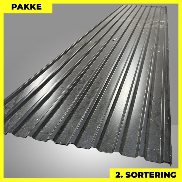 Trapezplade MTP 21 - 2. sortering - 4 stk. af 5000 mm - Sort - 20,7 m