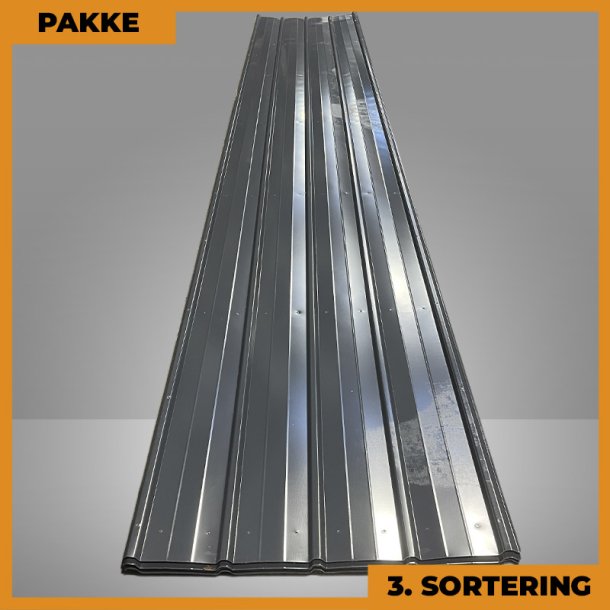 Pandeplade MTP 20/220 m/ dug - 3. sortering - 17 stk. af 6600 mm - Antracitgr - 121,1 m