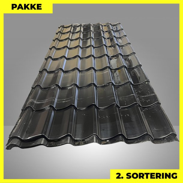 Teglstensprofil Traditionel - 2. sortering - 10 stk. af 2920 mm - Sort - 31,5 m