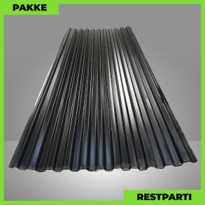 Trapezplade MTP 20 m/ dug - Restparti - 5 stk. af 3000 mm - 0,4 mm - Sort - 15 m�