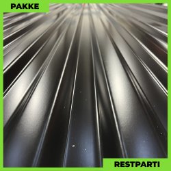 Trapezplade MTP 20 m/ dug - Restparti - 5 stk. af 3000 mm - 0,4 mm - Sort - 15 m�