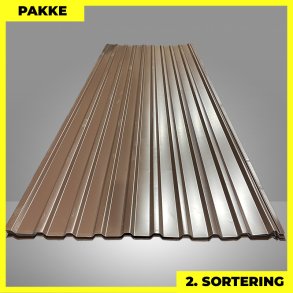 Trapezplade MTP 21 m/ dug - 2. sortering - 9 stk. af 3000 mm - Brun - 27,9 m�