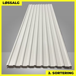 Trapezplade MTP 21 - 2. sortering - 3000 mm - Hvid