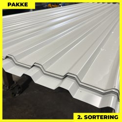 Trapezplade MTP 21 - 2. sortering - 8 stk. af 3000 mm - Gr�hvid - 24,8 m�