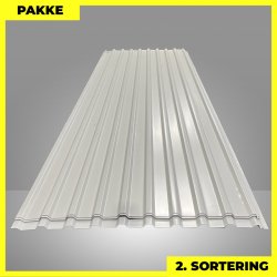 Trapezplade MTP 21 - 2. sortering - 8 stk. af 3000 mm - Gr�hvid - 24,8 m�