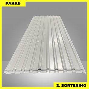 Trapezplade MTP 21 - 2. sortering - 8 stk. af 3000 mm - Gr�hvid - 24,8 m�