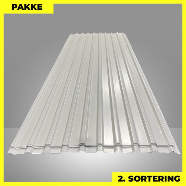 Trapezplade MTP 21 - 2. sortering - 8 stk. af 3000 mm - Gr�hvid - 24,8 m�