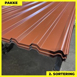 Trapezplade MTP 21 m/ dug - 2. sortering - 10 stk. af 3000 mm - Teglr�d - 31 m�