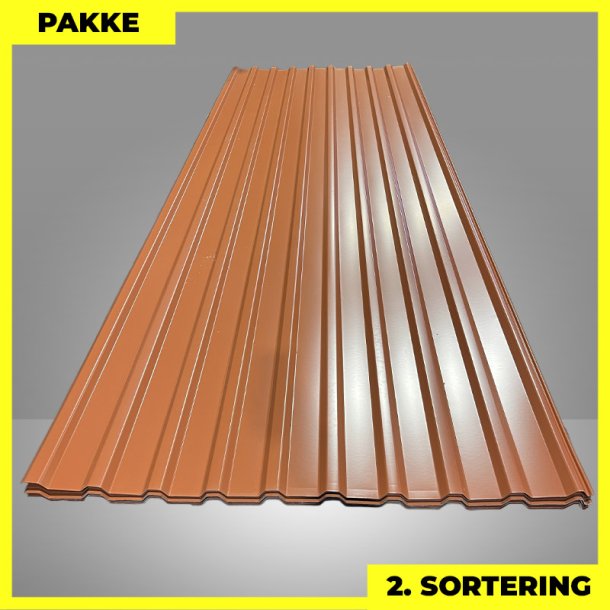 Trapezplade MTP 21 m/ dug - 2. sortering - 10 stk. af 3000 mm - Teglr�d - 31 m�