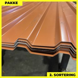 Trapezplade MTP 21 - 2. sortering - 6 stk. af 3000 mm - Teglr�d - 18,6 m�