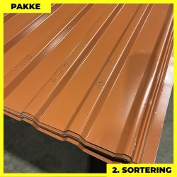 Trapezplade MTP 21 - 2. sortering - 6 stk. af 3000 mm - Teglr�d - 18,6 m�