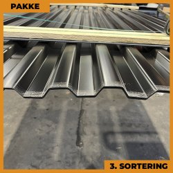 Trapezplade MTP 20 - 3. sortering - 7 stk. af 2500 mm - Sort - 17,5 m�