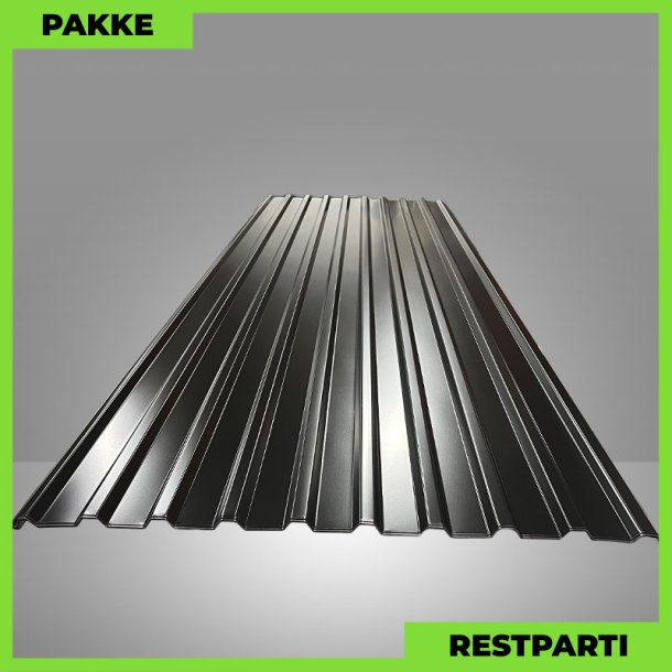 Trapezplade MTP 21 - Restparti - 5 stk. af 3750 mm - 0,5 mm - Sort - 19,4 m&sup2;