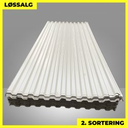 Trapezplade MTP 20 - 2. sortering - 3000 mm - Hvid