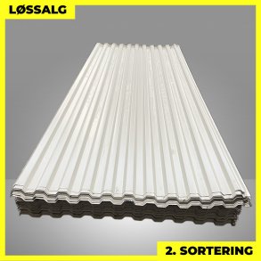 Trapezplade MTP 20 - 2. sortering - 3000 mm - Hvid