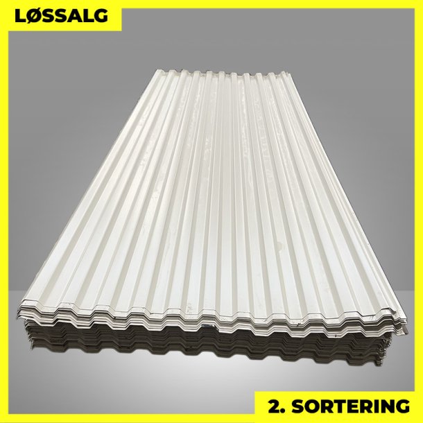 Trapezplade MTP 20 - 2. sortering - 3000 mm - Hvid