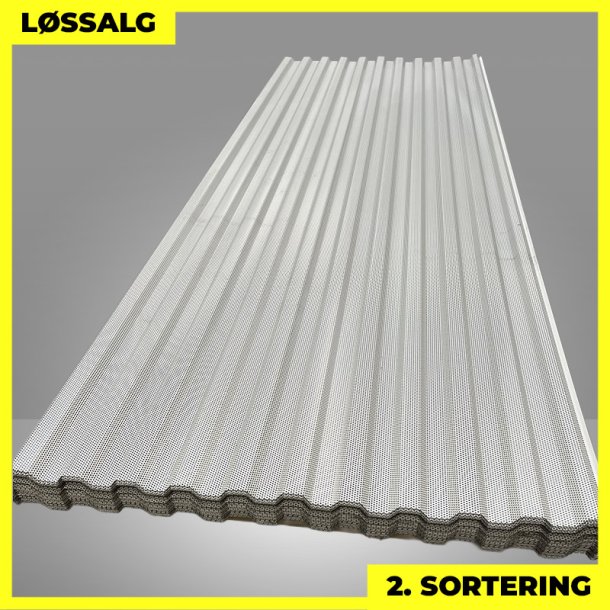 Trapezplade MTP 20 - Perforeret - 2. sortering - 3000 mm - Hvid