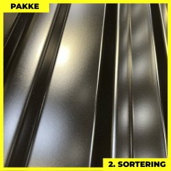 Trapezplade MTP 21 - 2. sortering - 5 stk. af 3500-5500 mm - Sort - 24,3 m�