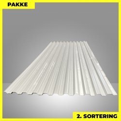 Trapezplade MTP 20 - 2. sortering - 9 stk. af 3000 mm - Hvid - 27 m�