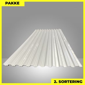 Trapezplade MTP 20 - 2. sortering - 9 stk. af 3000 mm - Hvid - 27 m�